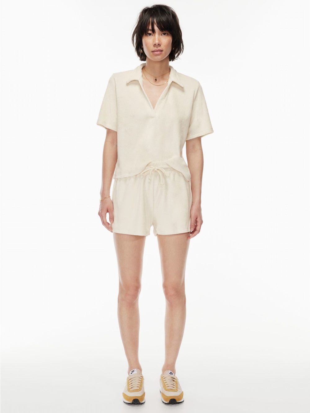 Wilfred Cream Terry Drawstring Athletic Shorts - Picture 2 of 2